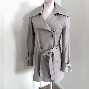 Via Spiga Silver Grey Long Sleeve Trench Coat Women’s Size S